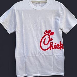 Y2K Style Chick-fil-A white cotton Side Print t-shirt Size S